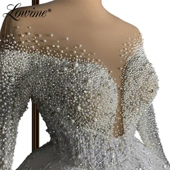 Perlai Duobute Vestuvių Suknelės Iliuzija Ilgomis Rankovėmis Musulmonų Arabų Vestuvinės Suknelės 2020 Prabanga Kaftans Vestuvių Nuotaka Suknelę