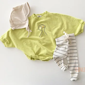 Pietų Korėja Kūdikių Medvilnės Laisvas Paprastas Antis Šikšnosparnių Rankovėmis T-shirt 2020 kūdikių drabužiai baby girl drabužiai