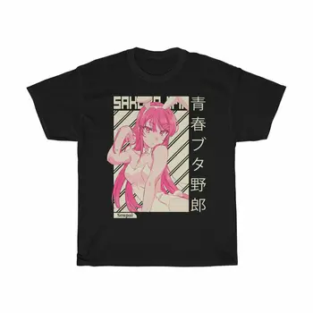 Pink Bunny Mergina T-Shirt Anime Marškinėliai Estetinės Senpai Tee Manga Tee Vyrų T-shirt Harajuku Ullzang T-shirt Juokinga Tees Vyras