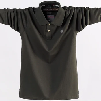 Plus Size 5XL 6XL Polo Marškinėliai Vyrams 2020 M. Rudenį ilgomis Rankovėmis 95% Medvilnės Polo Marškinėliai Prekės ženklo Drabužių, Negabaritinių vyriški Polo Marškinėliai