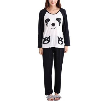 Porų Rudenį Animacinių Filmų Panda Ilgomis Rankovėmis Megztinis Pižama Nustatyti Sleepwear Atsitiktinis