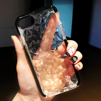 Prabanga 3D Deimanto Modelis Case For iPhone 8 7 6 S 6S Plius Minkšto Silicio Skaidrus, 