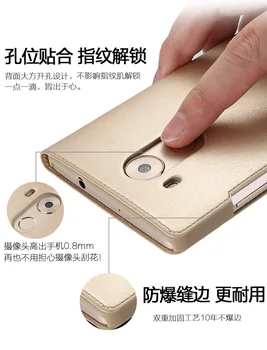 Prabanga PU Odos Flip Case For Huawei Mate 8 Originalaus Stiliaus Peržiūrėti Langų Padengti Mobiliojo Telefono Smart Flip Case for Huawei mate 8