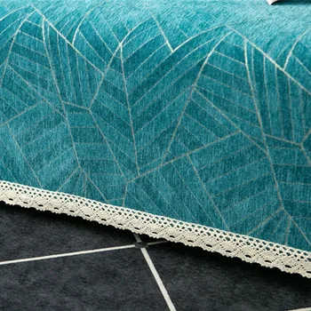 Prabanga Sofa Cover L Formos, Gyvenimo Kambario Baldai Dekoratyviniai Sofos Antklodė Žalia Aukso Geometrinis Storo Audinio Nėrinių Dekoras