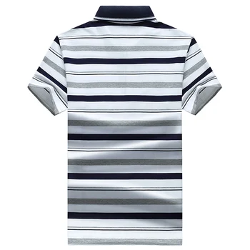 Prekės ženklo drabužių 95% medvilnės striped Polo Marškinėliai Vyrams, Verslo Atsitiktinis Trumpas Rankovės Kvėpuojantis streetwear polo marškinėliai vyrų Viršūnes&Tees