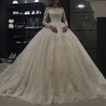 Princesė Vestuvių Suknelė 2020 M. Dubajaus Kristalų ilgomis Rankovėmis Musulmonų Nuotakos Suknelė Plius Dydis Vestuvių Suknelė Moterims, vestidos de noiva