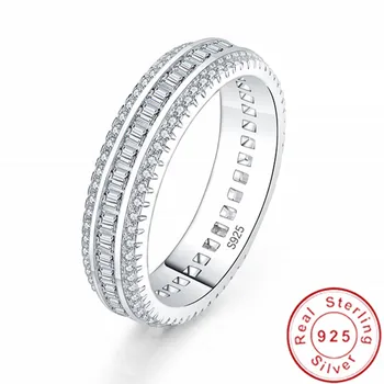 Princesė iškirpti Lab Diamond Pažadas Žiedas 925 sterlingas sidabro Dalyvavimas Vestuvių juostoje Žiedai Moterims, vyrams Bauda Papuošalai Dovana