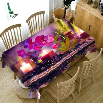 Pritaikoma Plaunamas Poliesterio Staltiesė 3D Violetinės Levandos Gėlių Modelio Dulkėms Medvilnės, Stačiakampio, Apvalaus Stalo Medžiaga