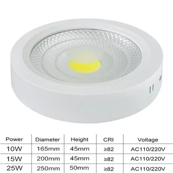Pritemdomi LED, COB paviršinės Montuotės Downlight 10W 15W 25W AC85-265V Lubų Vietoje Šviesos Namų Dekoro