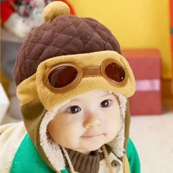 Puikus Žiemos Kūdikio Lopšelio Skrybėlę Mergaitė Berniukas Vaikai Pilotas Aviator Kepurė Šilta, Minkšta Kepuraitė Bombonešis Skrybėlės