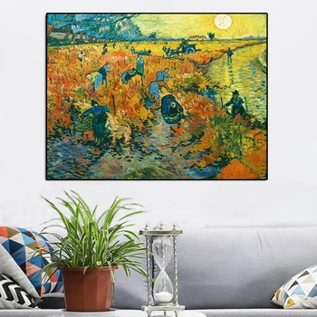 Raudonasis Vynuogynas Van Gogh Garsaus Kraštovaizdžio Aliejus, Drobė, Tapyba Plakatus Spausdina Quadros Sienos Meno Kambarį Namų Dekoro Cuadros