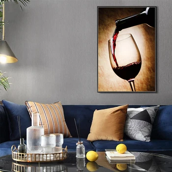 Raudono Vyno Stiklo Dažymas Spaudinių Plakatas Šiuolaikinės Drobė Meno, Baras, Restoranas Virtuvės Sienų Apdailai Valgomasis Gyvenamasis Kambarys Dekoro