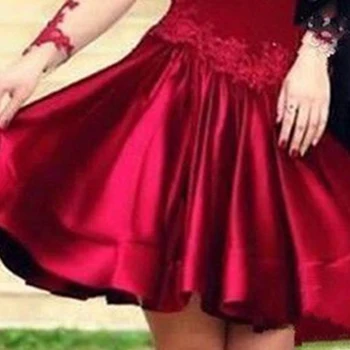 Raudonos Nėrinių Trumpas Baigimo Sukneles Prabangus Satino Oficialus Moterų Vakare Suknelė Elegantiškas Ypatinga Proga Prom Partija Ir Vestuvių Suknelė