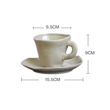 Retro Keramikos Puodelis ir Lėkštelė Rinkinys, 200ml Rankų Nereguliarus Kavos Rinkinys Kavos Parduotuvė Restoranas