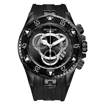 Rifas Tigras/RT Dizaineris Sporto Laikrodžiai Super Šviesos Su Chronograph, Data Visos Juodosios Gumos juosta Atsitiktinis Laikrodžiai RGA303-2