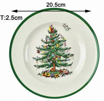 Rinkinys, 4 Europos Kalėdų Medžio Plokštės vakarienės lėkštės Porcelianas Desertas Plokštės Kepsnys Salotos Užkandžių Tortas Plokštės, Stalo reikmenys