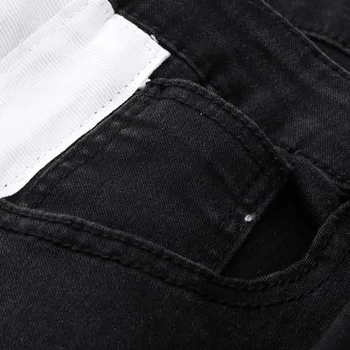 Ripped Jeans vyriški Streetwear Džinsinio Siuvinėjimas Medvilnės Tiesiai Skylę Kišenėje Kelnių Nelaimę Džinsai Pieštuku Ziajać Kelnės Clothin