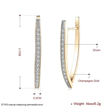 Rolilason ilgai cirkonis 925, auksas auskarai elegantiškas verslo dovanos moterims, išskirtinio sukurti Je1212