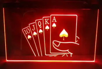 Royal Flush, Pokerio, Kazino Taisyklė, Baras, Alaus baras club 3d ženklų LED Neonas Pasirašyti vyras urvas senovinių namų dekoro