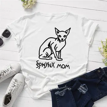 Rožinė Sfinksas Mama Mama Mama Print Plus Size Raidžių Moterų marškinėliai 90s Medvilnės Apvalus O-kaklo trumpomis Rankovėmis Viršuje Tees Ponios, Mergaitės