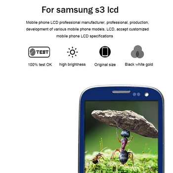 S III i9300 LCD Samsung Galaxy S3 i9300 LCD Ekranas Jutiklinis ekranas skaitmeninis keitiklis jutiklis komplektuojami su rėmo Touch Panel