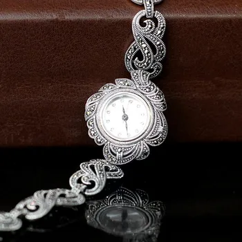 S925 gryno sidabro rafinuotas Tailando moterų estetinės temperamento tipo apyrankės, laikrodžiai