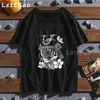 SAMURAJUS TIGRAS vyriški T-shirt Prekės Harajuku Negabaritinių Vyrų ir Moterų Vasaros Gatvės Hip-Hop T-shirt Kinų Stiliaus trumpomis Rankovėmis 2020 m.