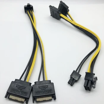 SATA 2 x 15Pin M vaizdo korta PCI-e PCIE 8 (6+2) Pin F Vaizdo Plokštę, Maitinimo Kabelis 8pin į Sata Y Adapteris, Splitter 18AWG