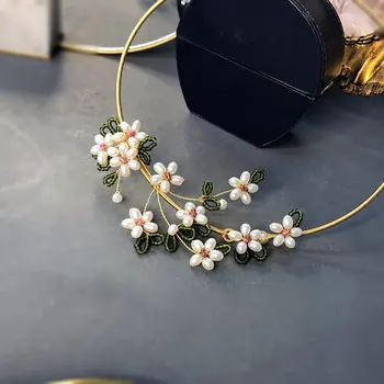 SINZRY naujos asmenybės dizaino rankų darbo, tikras natūralus perlas gėlių derliaus karoliai juosta originalus mados juvelyrika