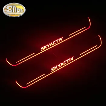 SNCN 4PCS Akrilo Juda LED Sveiki Pedalą Automobilis Nusitrinti Plokštė Pedalo Durų Slenksčio Kelias Šviesos Mazda 6 2016 2017 2018