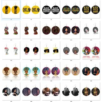 SOMESOOR 300Designs Pasirinkta Afrikos Mediniai Lašas Auskarai Juoda Priežodžiai Afro Moteris, Meno Dizaino Abiejų Pusių Tapybos, Juvelyrikos 6Pairs