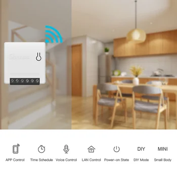 SONOFF MINI Wifi Smart Switch Module 1/2/5/10vnt Valdytojas Laikmatis Šviesos Jungiklio Valdymas Balsu Dirbti su 