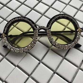 Saulės akinių mados rankų darbo saulėgrąžų žiedų su deimantu, retro akiniai nuo saulės moterims dizaino paplūdimio UV400 akiniai nuo saulės