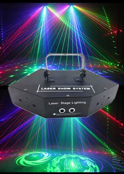 Scan RGB Lazeris/DMX LED Skenavimo Scenos Šviesos /DJ Apšvietimo Spalvinga 6 Objektyvo Scanner/Lazerinis Projektorius/Disco Šviesos Efektas Sektoriaus Lazeriu