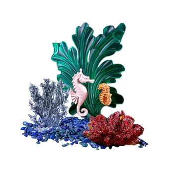 Seahorse Seagrass Koralų Micro Kraštovaizdžio Vandenyno Silikono Sluoksnį Dervos Dekoratyvinis 