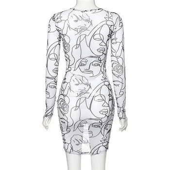 Seksualus Akių Ilgomis Rankovėmis Suknelės Moterų 2020 M. Kūrybinio Pobūdžio Modelio Vasaros Suknelė Stilingas Skaidri Balta Mini Suknelė Femme