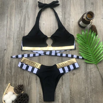 Seksualus aukso bikini 2020 mujer Blizga maudymosi kostiumėlį moteris Leopardas spausdinti susiuvimo bikini maudymosi kostiumėliai moterims, maudymosi kostiumą Plaukimo kostiumas