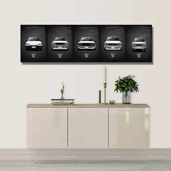 Sienos Menas Drobė Paveikslų, Klasikinis Retro Nissan Skyline GTR Automobilių Nuotraukas, Naktiniai staleliai, Namų dekoro Plakatai HD Spausdinti Kūrinys Freskos