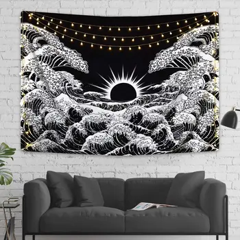 Sienos gobelenas psichodelinio kilimų purškimo saulėlydis mėnulio gobelenas mandala sienos hangingLG814-23