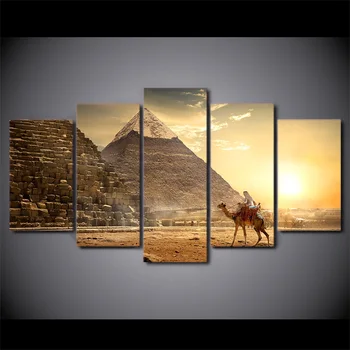 Sistemą, HD Spausdinti Modernios Sienos Menas Drobė 5 Skydelis Egipto Piramidės Kraštovaizdžio Namų Dekoro Kambarį Tapybos Modulinės Nuotraukas