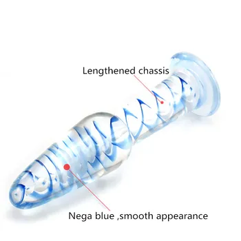 Skaidrus, mėlynas stiklinis Analinis butt plug kristalų dildo Moteris vyras suaugusiųjų masturbacija Sekso žaislai moterims, vyrai, poros, gėjai