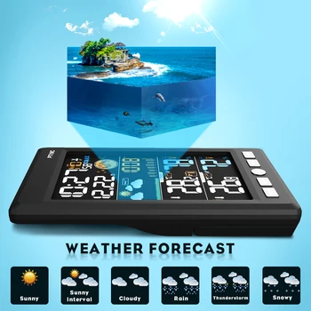 Spalvingas LCD Ekranas Oras Stotis Temperatūros ir Drėgmės Jutiklis Su Barometras Orų Prognozė Radijo Kontrolės Metu