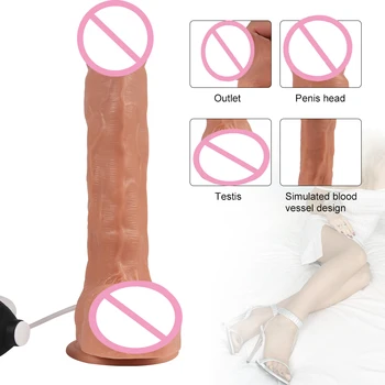 Squirting Dildo Realus Didelis didelis strapon Lesbiečių Neišliejant vibratorių moterų Silikono Netikras Penis erotiniai sekso žaisliukai suaugusiems