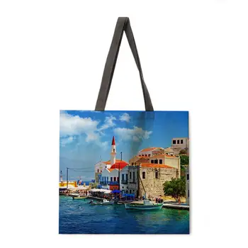 Sulankstomas pirkinių krepšys kraštovaizdžio architektūros spausdinimo maišelį lady pečių maišą moterų laisvalaikio rankinės lauko paplūdimio krepšys moterų tote