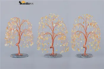 Sunligoo Gydymo Kristalų Medžio Figūrėlės Akmuo su natūraliu Agato Bazės 