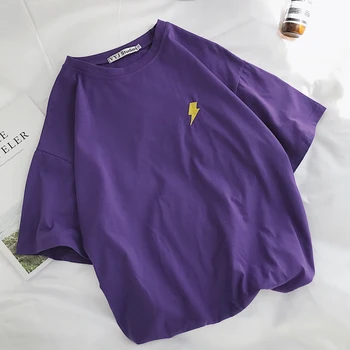 T-marškinėliai Moterims Siuvinėjimo Kawaii Paprastas Trumpas Rankovės Moterų korėjos Stiliaus T-shirt Spausdinti Vasarą Madinga, Spalvinga Moterų Laisvi Naujas