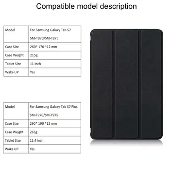 Tablet Case For Samsung Galaxy Tab S7/ S7 Plius PU Oda Atveju Tri-Fold Stendas 