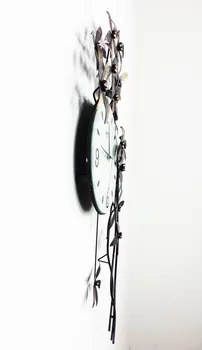 Tan, kaustytomis geležies gėlių sieninis laikrodis, modernaus stiliaus apdaila supe mados meno išjungimo laikrodis