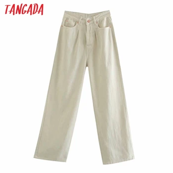 Tangada 2020 mados moterų pločio kojų ilgio džinsus, kelnes, kelnės kišenės užtrauktuką moterų kelnes 4M242