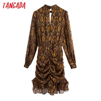 Tangada mados moterų leopard šalis suknelė 2020 naują atvykimo ilgomis Rankovėmis Ponios Tunika Mini Suknelė Vestidos BE344